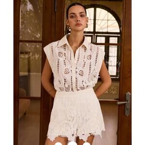 Commense Embroidered Cut-Out Shorts Set Sz M